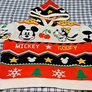 Forever 21× Disney MICKEY & GOOFY Hooded Ugly Christmas Knit Sweater